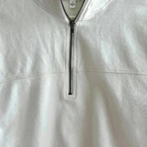 BP White 1/4 Zip Sports Jacket, Athleisure Athletic White Sweatshirt, Small - Picture 13 of 16